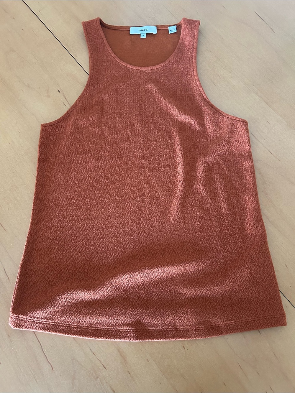Vince Rust Orange Textured Sleeveless Tank